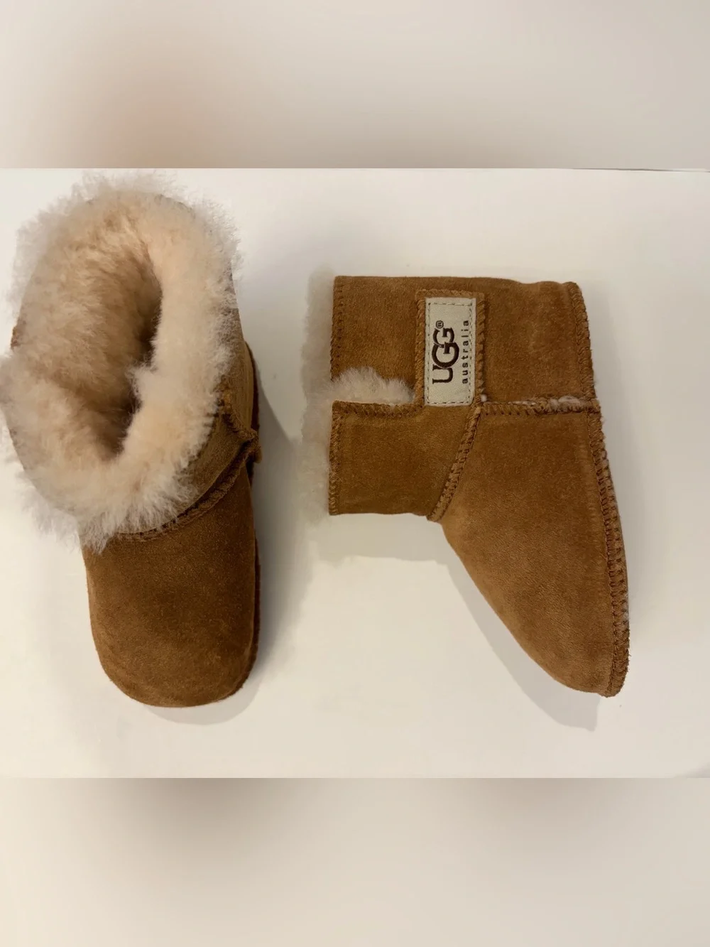 UGG Chestnut Suede Shearling Booties - Toddler / Baby Size Large